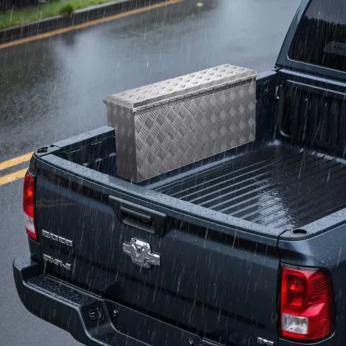 VEVOR Werkzeugkasten für Ladefläche, Aluminium-Staukasten mit Profilmuster, Aufbewahrung-Organizer mit Schloss & Schlüssel, ideal für Lkw, Pickup, Wohnmobil, Anhänger, 864x305x390 mm – Bild 7