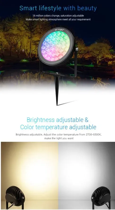 MiBoxer FUTC05 LED Garten Lampe 25W RGB-WW (RGB-CCT) mit Funk IP66 230V – Bild 3