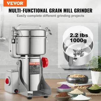 VEVOR Elektrische Getreidemühle, 1000 g, Hochgeschwindigkeits-Gewürzmühle mit 3000 W, gewerbliche Gewürzmühle, Pulverisiermaschine aus Edelstahl, für trockene Körner, Gewürze, Müsli, Kaffee, Mais, Pfeffer, Schwenktyp VEVOR Elektrische Getreidemühle, 1000 g, Hochgeschwindigkeits-Gewürzmühle mit 3000 W, gewerbliche Gewürzmühle, Pulverisiermaschine aus Edelstahl, für trockene Körner, Gewürze, Müsli, Kaffee, Mais, Pfeffer, Schwenktyp