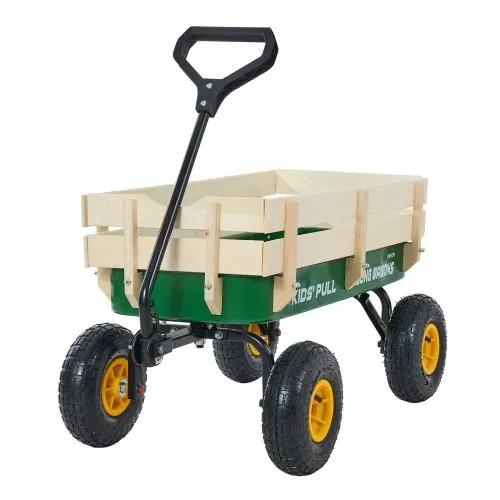 VEVOR Handwagen für Kinder, 102 cm Bollerwagen, Transportwagen mit Schiebestange, aus Holz & Metal, max. 150 kg tragbar, ideal für Kinder ab 5 Jahren, Garten, Ausflüge & Strand, Farbe Grün & Gelb – Bild 10