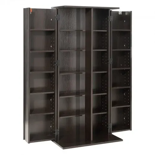 VEVOR DVD-Schrank mit 24 Fächern, Medienaufbewahrungsschrank Standschrank 610 x 368 x 1270 mm, Platzsparendes CD-Schrank für CDs DVDs Bücher Spiele-Discs, Wohnzimmer Homeoffice Aufnahmestudio, Schwarz – Bild 10