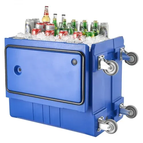 VEVOR Isolierter Speisenbehälterträger Warmhaltebox für Gastronomie 120 L, Speisenbehälter mit Doppelschnallen & Griffen, Speisenbehälterträger Lebensmitteltransportbox für Restaurant Kantine blau – Bild 9