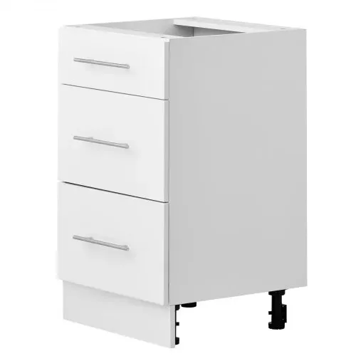 VEVOR Unterschrank 500x475x815 mm BxTxH Spanplatte Küchenunterschrank Weiß, für Waschküche und Bad, ohne Arbeitsplatte, im Shaker-Stil, mit 3 Schubladen, Soft-Close-Mechanismus und 3M-Laminierung – Bild 9