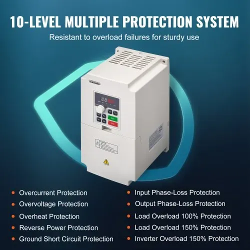 VEVOR VFD Frequenzumrichter 220 V, 4 kW 5,5 PS, VFD-Wandler, Variable Inverter, steuerbare Geschwindigkeit, Mehrfachschutz, Luftfeuchtigkeit 0-90 %, ABS-Material, Luftkühlungfunktion, Geräuscharm – Bild 3