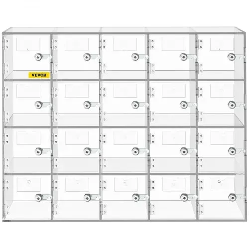 VEVOR Handy-Aufbewahrungsspind, 20 Fächer aus Acrylmaterial mit Türschlössern und Schlüsseln, Wandmontierter Schrank, Taschenbüro, Klassenzimmer, Fitnessstudio, Box, Transparent – Bild 10