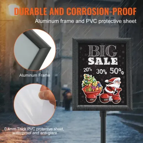 VEVOR Informationsständer mit Sockel 279 x 216 mm Infoständer Einstellbare Höhe 820-1250 mm Posterständer, Robuster Schilderhalter Aufsteller Gefüllt mit Sand oder Wasser, für Displays, Werbung – Bild 4