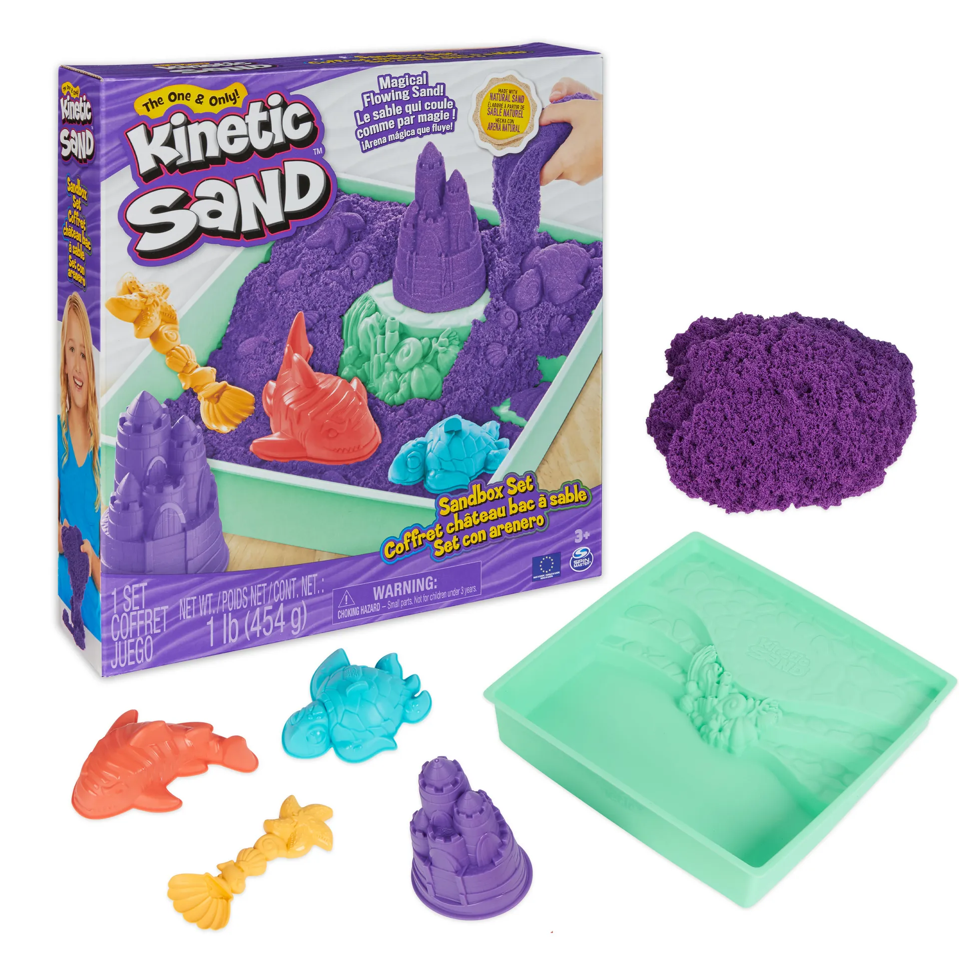 Kinetic Sand Sandbox Set mit 454 g lila Kinetic Sand Sandbox Set mit 454 g lila