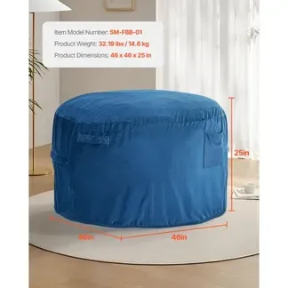 VEVOR runder Sitzsack Sitzkissen Bean Bag Erwachsene (1168 x 1168 x 635 mm) mit abnehmbarem & waschbarem Bezug, gefüllt mit niederländischem Samt & hochdichtem Schaumstoff, für Schlafzimmer Blau VEVOR runder Sitzsack Sitzkissen Bean Bag Erwachsene (1168 x 1168 x 635 mm) mit abnehmbarem & waschbarem Bezug, gefüllt mit niederländischem Samt & hochdichtem Schaumstoff, für Schlafzimmer Blau
