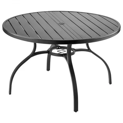 VEVOR Terrassentisch Gartentisch Balkontisch (1200 x 725 mm) aus Kohlenstoffstahl runder Esstisch für Outdoor Hof Terrasse Garten Veranda, wasserfest, mit 38 mm Schirmloch, 68 kg Tragkraft Schwarz – Bild 8