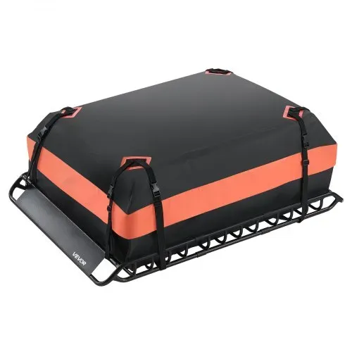 VEVOR Dachträgerkorb 1300 x 910 x 105 mm Dachgepäckträger 90,7 kg Tragkraft, Autodachkorb aus Legierter Stahl mit Gepäcktasche (112 x 87 x 26 cm) Dachgepäcknetz Ratschengurten, Ideal für SUV Lkw Pkw – Bild 9