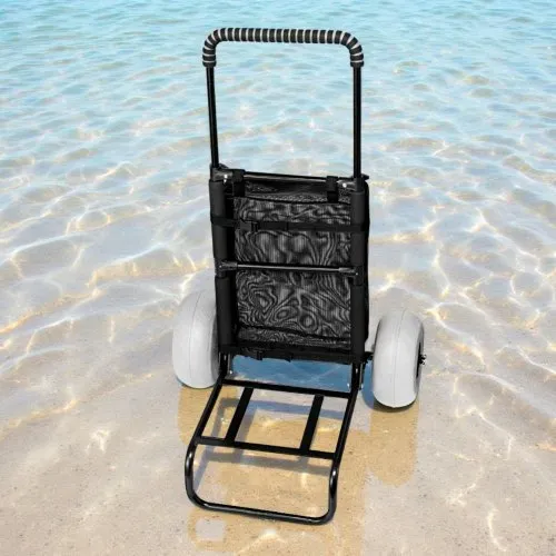 VEVOR Strandkarre Bollerwagen Sandwagen, Strandwagen 74,84 kg Tragkraft, Zusammenklappbarer Sandwagen aus Stahl 69 bis 114 cm Einstellbare Höhe, Robuster Wagen für den Strand – Bild 7