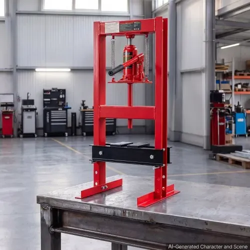 VEVOR Hydraulische Werkstattpresse 6 t H-Rahmen aus Kohlenstoffstahl Rot, 4 Höhenstufen 50–230 mm, Hydraulikpresse mit Beweglicher Pressplatte und Rutschfestem Griff, zum Biegen Richten Pressen – Bild 7