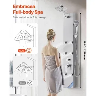 VEVOR Duschpaneel-Turmsystem (3 in 1) mit Regenwasserfall-Duschkopf, (124 cm) Duschsäule aus gebürstetem Edelstahl, Regenmassagesystem zur Wandmontage, mit Handbrause & 6 kleiner Massagedüsen VEVOR Duschpaneel-Turmsystem (3 in 1) mit Regenwasserfall-Duschkopf, (124 cm) Duschsäule aus gebürstetem Edelstahl, Regenmassagesystem zur Wandmontage, mit Handbrause & 6 kleiner Massagedüsen