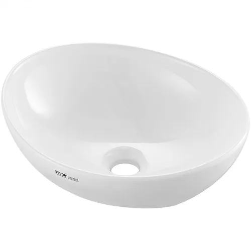VEVOR Ovales Aufsatzwaschbecken Waschbecken, 409 x 341 x 144 mm, Badezimmer-Aufsatzwaschbecken über der Theke, Keramikwaschbecken moderner Stil, für Toiletten, Hotels, Restaurants, helles Weiß VEVOR Ovales Aufsatzwaschbecken Waschbecken, 409 x 341 x 144 mm, Badezimmer-Aufsatzwaschbecken über der Theke, Keramikwaschbecken moderner Stil, für Toiletten, Hotels, Restaurants, helles Weiß