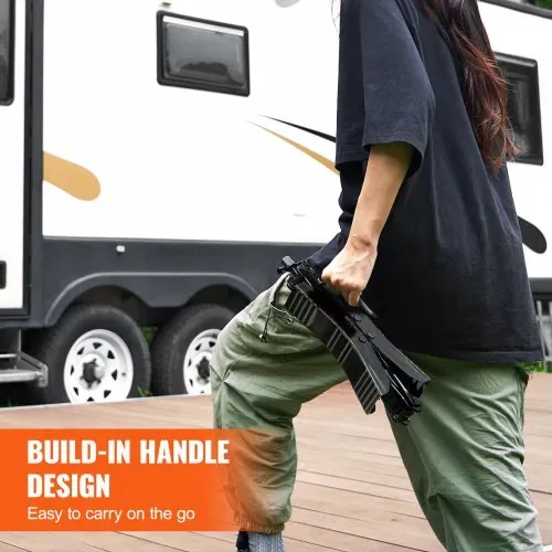 VEVOR Camper-Unterlegkeile-Stabilisator, robuster H-förmiger RV-Reifenblockierkeil, integrierter Schraubenschlüssel passend für 3,5" bis 12" Reifenfreiheit, 2 Sätze Camper-Unterlegkeile mit Ratschenschlüssel für Wohnmobil-Reiseanhänger – Bild 4