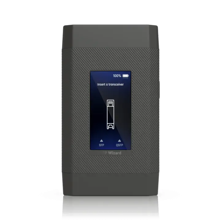 Ubiquiti UniFi SFP Wizard • SFP, SFP+, SFP28, QSFP+, QSFP28 • battery • USB-C • UACC-SFP-Wizard Ubiquiti UniFi SFP Wizard • SFP, SFP+, SFP28, QSFP+, QSFP28 • battery • USB-C • UACC-SFP-Wizard