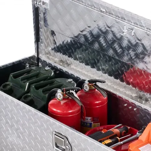 VEVOR Werkzeugkasten aus Aluminium für die Ladefläche mit seitlichem Griff & Schlossschlüsseln, Aufbewahrungs-Werkzeugkiste für Anhänger Pickup Wohnmobil (1244,6 x 381 x 381 mm) Silber – Bild 10