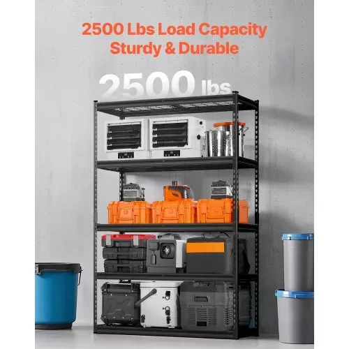 VEVOR Lagerregale, 1134 kg, 5-stufiges Schwerlastregal für die Garage, 457,2 x 1219,2 x 1828,8 mm, verstellbares Garagenregal für Industrieregale, Kellerregal, für Küche, Lager, Keller, schwarz VEVOR Lagerregale, 1134 kg, 5-stufiges Schwerlastregal für die Garage, 457,2 x 1219,2 x 1828,8 mm, verstellbares Garagenregal für Industrieregale, Kellerregal, für Küche, Lager, Keller, schwarz