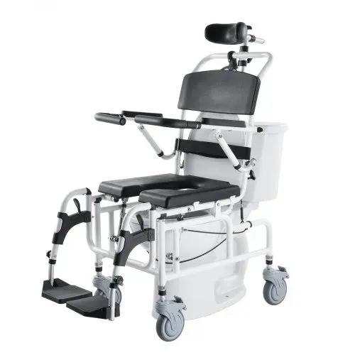VEVOR Duschrollstuhl, 440 mm breiter Toilettenrollstuhl aus Aluminiumlegierung für Innendusche, Toilettenstuhl mit Bremse für behinderte Erwachsene, Rollstuhl mit einer Tragkraft von 136 kg – Bild 10
