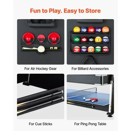VEVOR Spieltisch Kombi 3 in 1 Airhockeytisch Billardtisch Tischtennistisch für Familienabende, Partys und Unterhaltung, Schneller Wechsel per Flip-Design, Luftstromsystem und Komplettes Zubehörset – Bild 4