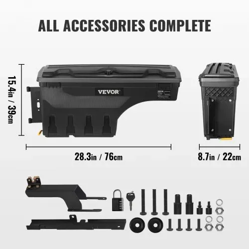 VEVOR Lkw-Ladeflächen-Aufbewahrungsbox, Abschließbarer Koffer, 25 L ABS-Radkasten-Werkzeugkasten, Wasserdicht & Langlebig, Kompatibel mit Ford F-150 2015–2021, Fahrerseite (links) – Bild 6