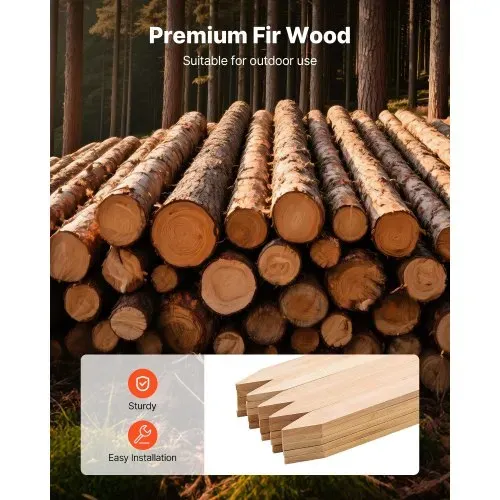 VEVOR Holzpfähle, 25 Stk. 12,7x38,1x609,6 mm Holzpflöcke, Holzpfosten mit scharfer Spitze, Zaunpfähle aus Tannenholz, Wegweiser für Schlammzäune, Hinterhofbegrenzungen, Grundlinien – Bild 2