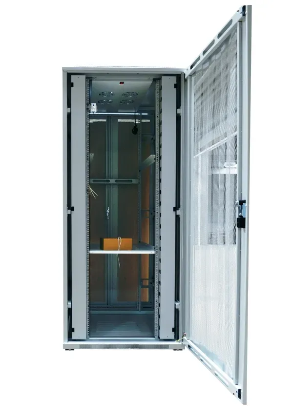 ALLNET 19"Schrank, 42HE, B800/T1000mm, perforierte Blechtüren, Lichtgrau, SNB-Serie, – Bild 2