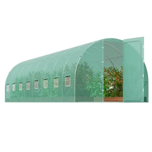 VEVOR begehbares Tunnel-Gewächshaus, 27,4 x 9,5 x 7,4 Fuß Foliengewächshaus-Tunnel, Pflanzen-Gewächshaus mit verzinktem Stahlrahmen, grüner PE-Abdeckung, Schwingtür und 16 Rollfenstern für den Außenbereich – Bild 8