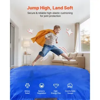 VEVOR Crashpad 150 x 150 cm, Kindermatte mit Schaumstoffblöcken & Waschbarem Bezug, Weiche Schaumstoff-Landezone, Fallschutzmatte, Ausstattung für Sinnesräume zum Springen Entspannen Spielen Blau VEVOR Crashpad 150 x 150 cm, Kindermatte mit Schaumstoffblöcken & Waschbarem Bezug, Weiche Schaumstoff-Landezone, Fallschutzmatte, Ausstattung für Sinnesräume zum Springen Entspannen Spielen Blau