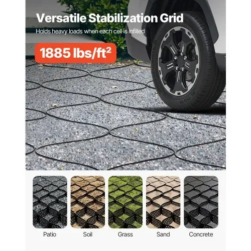 VEVOR Kiesgitter, 75 mm Tiefe, Rasengitter 5200x2700 mm, Kieswabe, Wabengitter HDPE, durchlässige Geogitter zur Einfahrtsstabilisierung, für Garten, Terrasse, Gehweg, Wohnmobilparkplätze – Bild 4