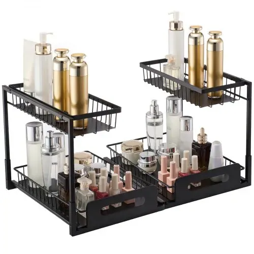 VEVOR Ausziehbarer Spülschrank-Organizer mit 2 Ebenen unter Waschbecken Regal (27x36x28 cm) Gewürzregal Küchenregal ausziehbares Lagerregal Organizer 648x394x330 mm (Installationsgröße) – Bild 9