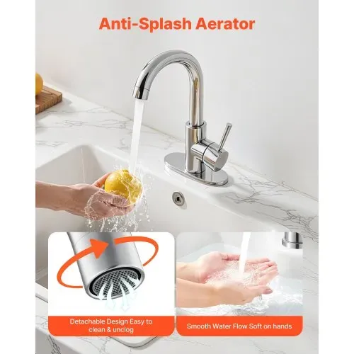 VEVOR Einhebelwaschtischarmatur Wasserhahn mit gebürstetem Nickel & hohem Bogenauslauf, Waschbeckenarmatur Küchenwasserarmaturen wassersparend, Einhebelmischer für Badezimmer Wohnmobil Bar-Spüle VEVOR Einhebelwaschtischarmatur Wasserhahn mit gebürstetem Nickel & hohem Bogenauslauf, Waschbeckenarmatur Küchenwasserarmaturen wassersparend, Einhebelmischer für Badezimmer Wohnmobil Bar-Spüle