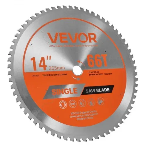 VEVOR Kreissägeblatt (355 mm φ & 66 scharfe Zähne & 2,4 mm Dicke) ideal für Metallschneiden, kompatibel mit Kreissäge, Sägeblatt aus legiertem Stahl mit geräuschreduzierenden Wärmeabzügen – Bild 8
