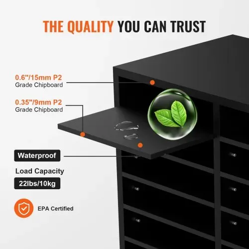 VEVOR Briefablage Schreibtisch Organizer 520 x 305 x 410 mm, 2,3–5,6 cm Einstellbar A4 Stapelbar Quer, Papierablage, Aufbewahrung Schreibtisch Ablagesystem Organisation, Ablage (Schwarz, 2 x 6 Fächer) – Bild 2
