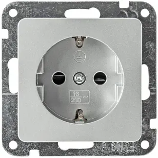 DELPHI Schutzkontakt-Steckdose, silber 250V~/ 16A, Steckanschluss, ohne Rahmen DELPHI Schutzkontakt-Steckdose, silber 250V~/ 16A, Steckanschluss, ohne Rahmen