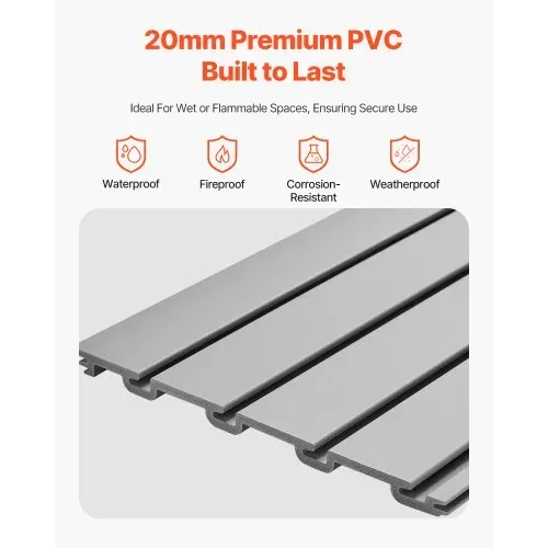 VEVOR Werkzeugwand 1225x2450x20 mm, PVC-Garagen-Lamellenwand mit Zubehör, 136 kg pro Platte, Lamellenwandpaneel mit Kupplungsstruktur und DIY-Zuschnitt, geeignet für Lagerung & Präsentation – Bild 2