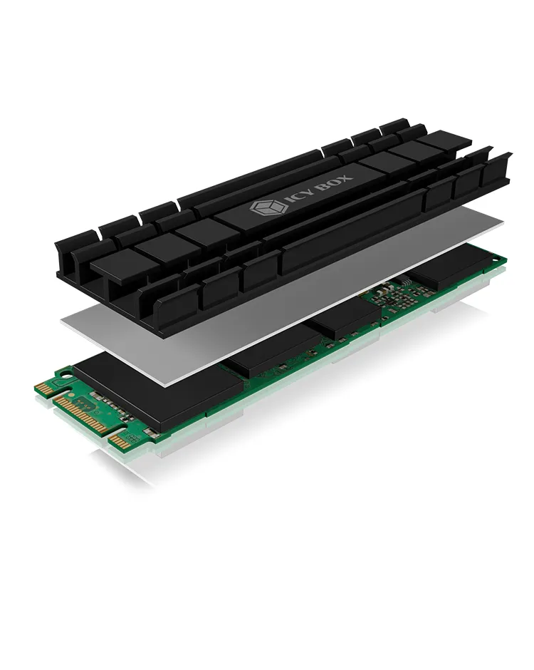 ICY BOX IB-M2HS-701, Kühlkörperset für M.2 2280 SSD, für PC/PS5, Aluminium, 5 mm dick – Bild 2