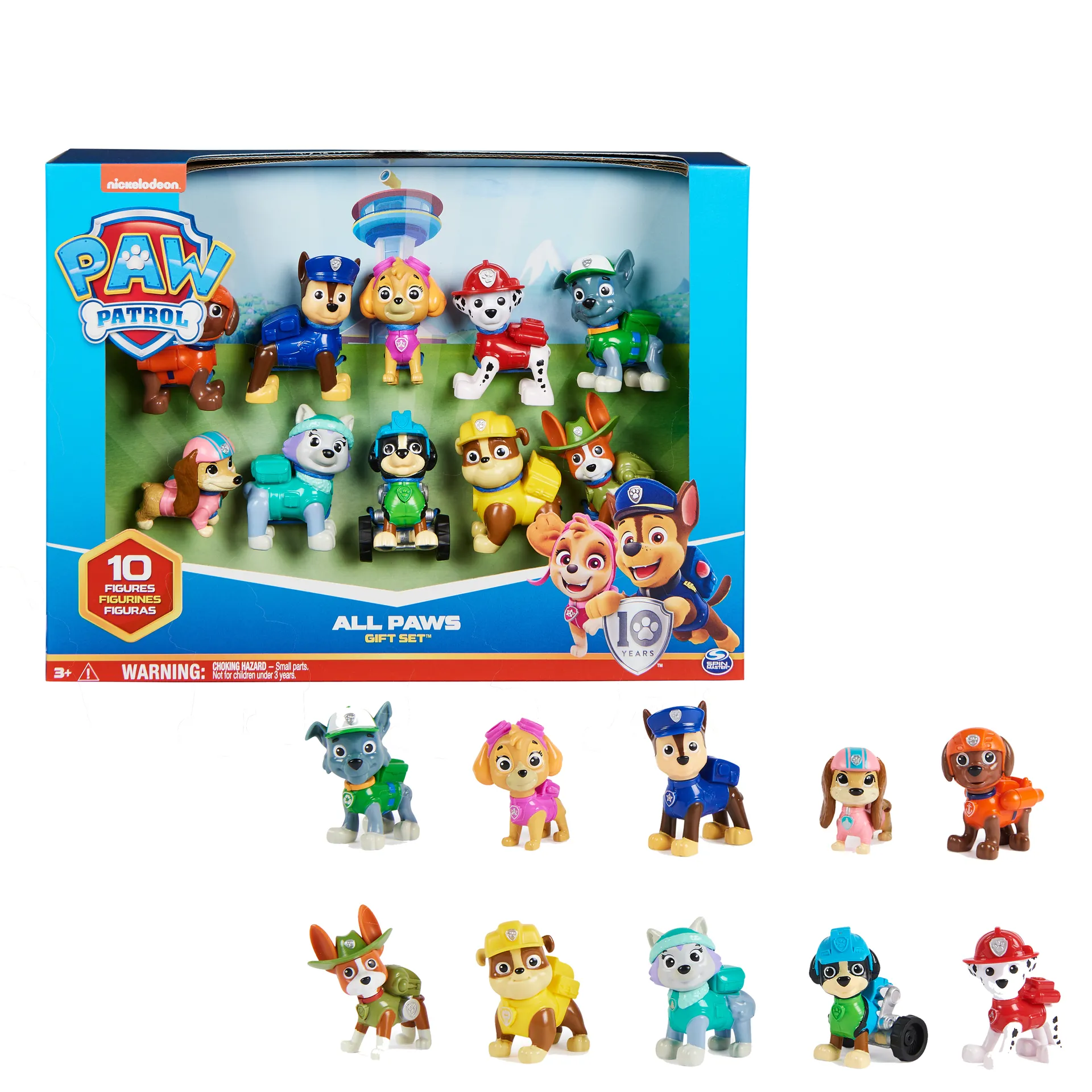 PAW Patrol – Action Pups Geschenkset mit 10 Hundefiguren zum Sammeln, alle Hauptcharaktere in Uniform mit Werkzeug, für Kinder ab 3 Jahren. PAW Patrol – Action Pups Geschenkset mit 10 Hundefiguren zum Sammeln, alle Hauptcharaktere in Uniform mit Werkzeug, für Kinder ab 3 Jahren.