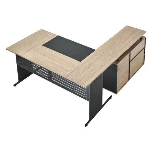 VEVOR L-förmiger Chefschreibtisch moderner Bürotisch mit Schubladen & Lagerschrank, umkehrbarer Schreibtisch aus Eisen + Holz, 158,7 kg Tragkraft, Computertisch für Arbeit Studium Schreiben – Bild 8