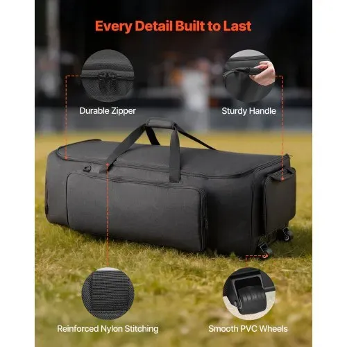 VEVOR Schlagzeugtasche, Drummer Hardware Bag, 1020x470x330 mm, mit verstellbaren Schulterriemen, Rollen & 4 Außentaschen, wasserabweisend & gepolstert, sicherer Transport von Equipment & Instrumente – Bild 5