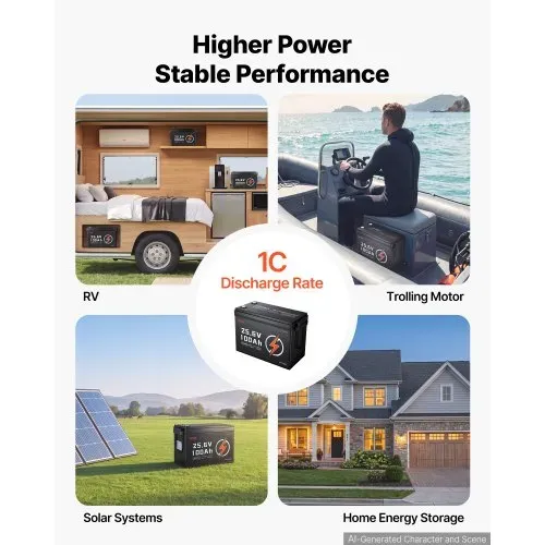 VEVOR LiFePO4 Batterie 24 V 100 Ah 100 A Lithiumbatterie für Elektromotoren Wohnmobile Campingwagen Solaranlagen und Elektromotoren, mit Niedertemperaturschutz Tragbarem Design und Leichtbauweise – Bild 3