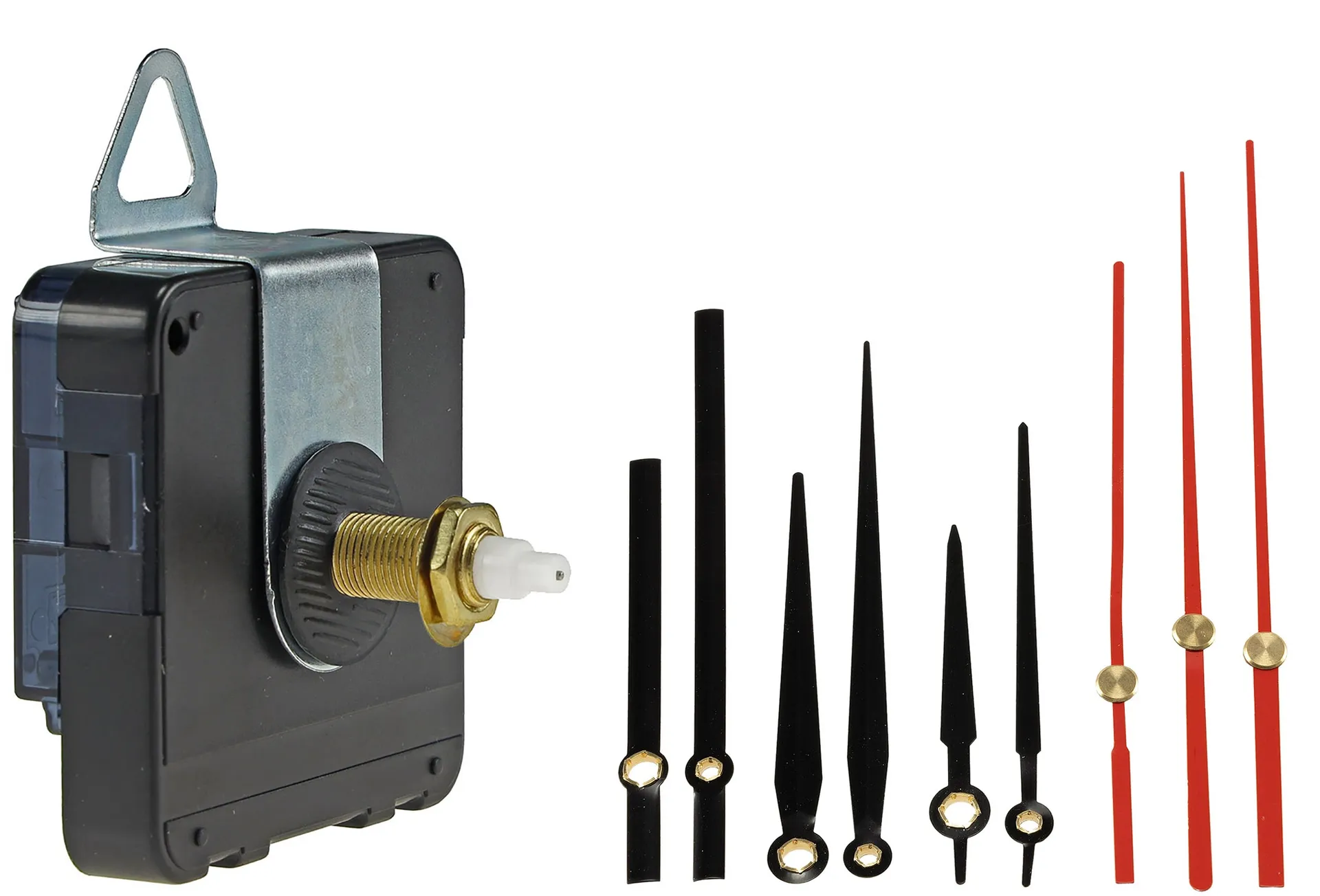 Funkuhrwerk DCF mit 3 Zeigersätzen aus Kunststoff, 25mm langer Schaft Funkuhrwerk DCF mit 3 Zeigersätzen aus Kunststoff, 25mm langer Schaft