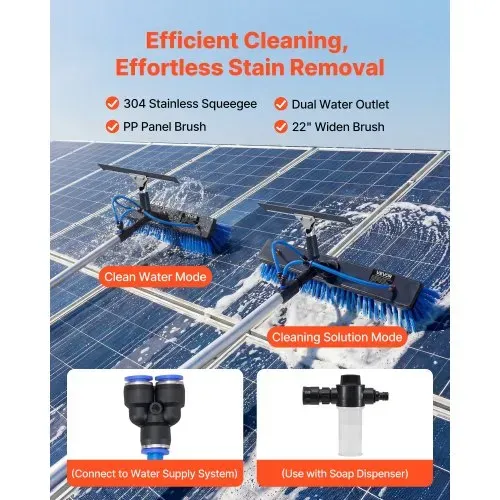 VEVOR 2-in-1 Teleskop Waschbürste für Solarpanel, Photovoltaik Reiniger Set mit 1,8-7,9m Alu-Teleskop 20m Wasseranschluss Abzieher Seifenspender, Reinigungsbürste für Solaranlage Fenster Terrassendach VEVOR 2-in-1 Teleskop Waschbürste für Solarpanel, Photovoltaik Reiniger Set mit 1,8-7,9m Alu-Teleskop 20m Wasseranschluss Abzieher Seifenspender, Reinigungsbürste für Solaranlage Fenster Terrassendach