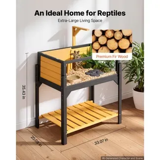 VEVOR Schildkrötenhaus Schildkrötengehege Reptilienkäfig 840x510x900 mm, für Schildkröten, aus Tannenholz, mit 2 Räumen, Ausziehbarer Ablage, Lampenständer, Aufklappbarem Deckel & Acryl-Sichtfenster VEVOR Schildkrötenhaus Schildkrötengehege Reptilienkäfig 840x510x900 mm, für Schildkröten, aus Tannenholz, mit 2 Räumen, Ausziehbarer Ablage, Lampenständer, Aufklappbarem Deckel & Acryl-Sichtfenster