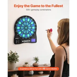 VEVOR Elektronische Dartscheibe, E-Dartboard mit LED-Beleuchtung, 48 Spielen & 500 Variationen, inkl. 6 Dartschäften mit Flights & 50 Ersatz-Pfeilspitzen, LCD mit Cricket-Punktestand, für 8 Spieler VEVOR Elektronische Dartscheibe, E-Dartboard mit LED-Beleuchtung, 48 Spielen & 500 Variationen, inkl. 6 Dartschäften mit Flights & 50 Ersatz-Pfeilspitzen, LCD mit Cricket-Punktestand, für 8 Spieler