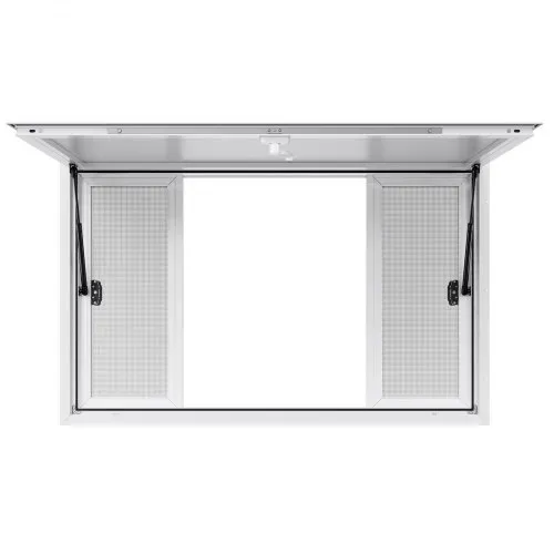 VEVOR Imbissfenster (1346 x 838 mm Einbaumaß) schwenkbar, Imbissanhänger-Servierfenster mit 85°-Öffnungswinkel & 4 Schiebefenstern, Konzessionsfenster für Konzessionsstände Imbisswagen – Bild 8