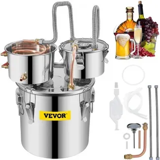 VEVOR Destilliergerät 11,36 L Wasserdestillierer Wasserdispenser Edelstahl Destillateur mit 2 Kondensationsfass Destiller Zubehör VEVOR Destilliergerät 11,36 L Wasserdestillierer Wasserdispenser Edelstahl Destillateur mit 2 Kondensationsfass Destiller Zubehör
