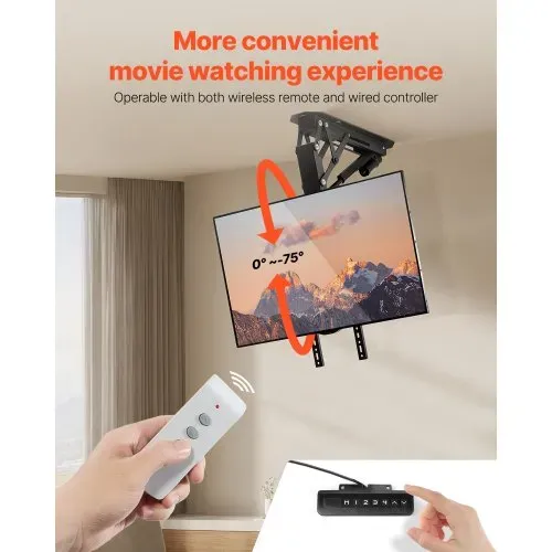 VEVOR motorisierte TV Deckenhalterung Halterung für 813 bis 1651 mm Fernseher, elektrischer verstellbarer herunterklappbarer Ständer mit max. VESA 60 x 60 cm, passend für Fernseher bis zu 40 kg – Bild 4