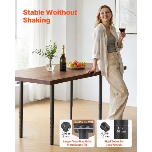 VEVOR Tischbeine 4er-Set, Möbelfüße 60–100 cm Höhenverstellbar, Tischfüße Max. 544 kg, Teleskopbein aus Kohlenstoffstahl, für Schreibtische, Couchtische, Esstische, Werkbänke, Rund – Bild 3