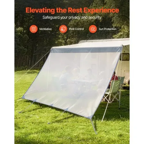VEVOR Sonnenschutz (2 x 3,3 m) für Markisen (3,5 m), Markisen-Vorderwand aus Polyester-Netzgewebe, Doppelt Genähter & Atmungsaktiver Sichtschutz für Wohnmobil, Camping & Wohnwagen – Bild 3
